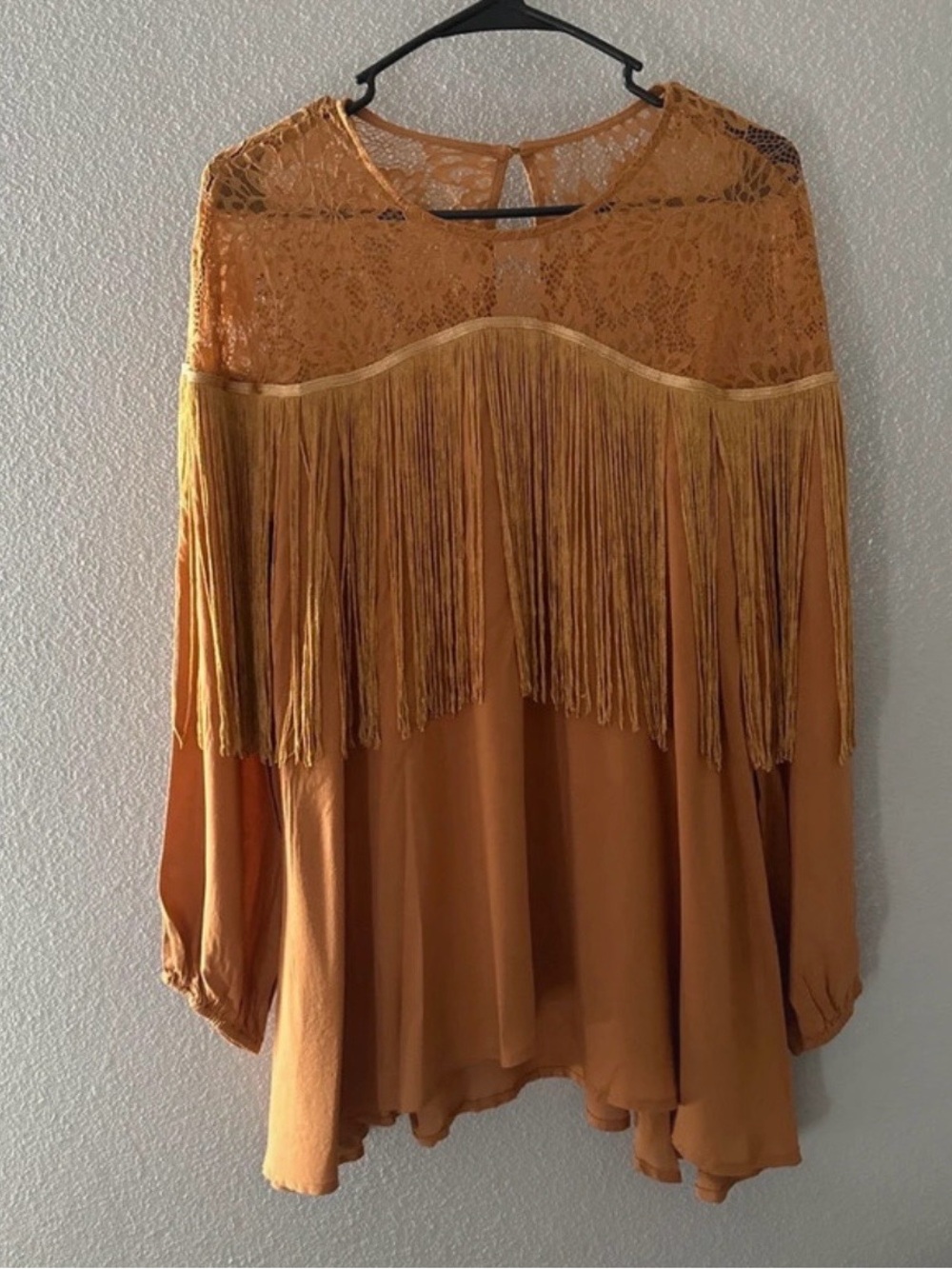 JODIFL Mustard Lace Fringe Skirt